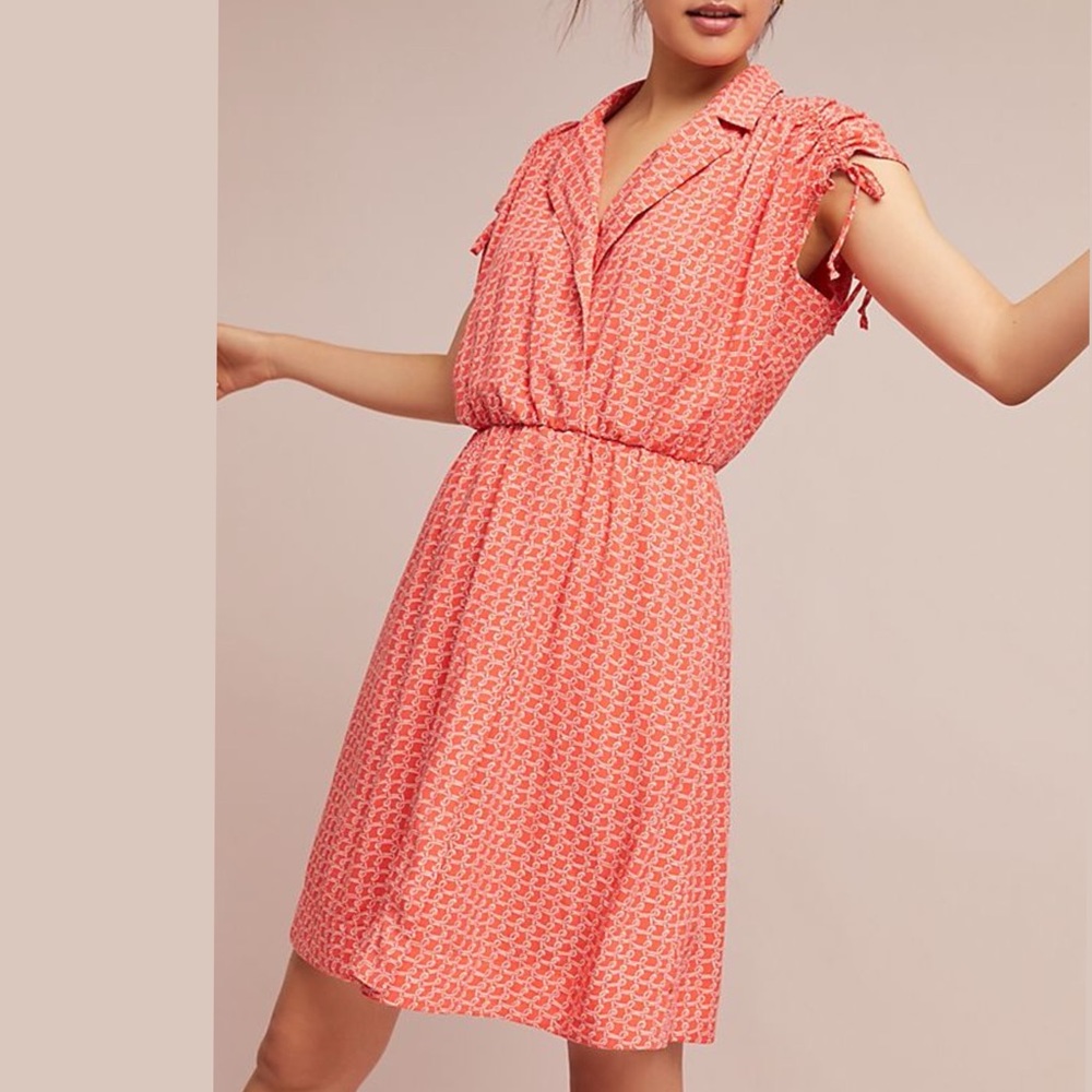 Anthro Maeve Ruched Wrap Shirtdress S